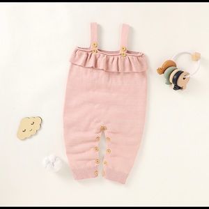 Baby ruffled solid knitted overall